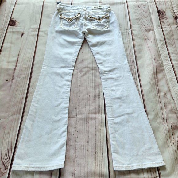 NWT Miss Me "Signature Boot" Bootcut White Jean Beaded Wood | Women's Size 28 - Picture 8 of 14